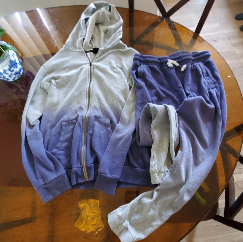 Art Class girls 12/14 size matched dip dye sweats and zip hoodie set